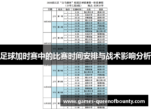 足球加时赛中的比赛时间安排与战术影响分析